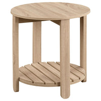 Fowl Round Side End Table, Slatted Lower Shelf, 22 Inch Natural Brown -BM329080