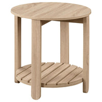 Fowl Round Side End Table, Slatted Lower Shelf, 22 Inch Natural Brown -BM329080