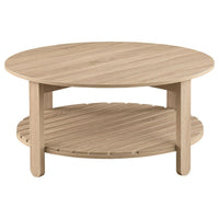 Fowl Round Coffee Table, Slatted Lower Shelf, 36 Inch Natural Brown -BM329081