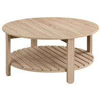 Fowl Round Coffee Table, Slatted Lower Shelf, 36 Inch Natural Brown -BM329081