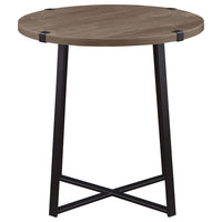 Mari Side End Table, 22 Inch Round, Industrial Metal Base, Gray -BM329082