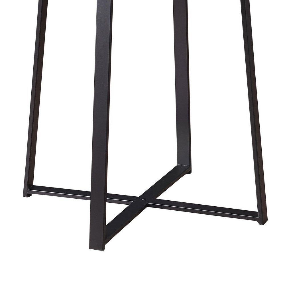 Mari Side End Table, 22 Inch Round, Industrial Metal Base, Gray -BM329082