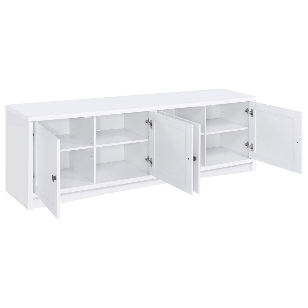 Donna TV Stand Media Cabinet with 4 Doors, White Melamine 78 Inch -BM329085