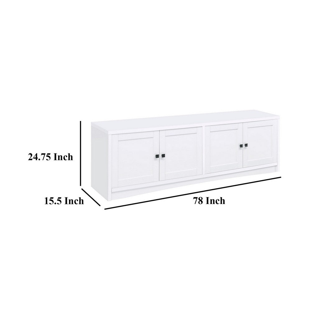 Donna TV Stand Media Cabinet with 4 Doors, White Melamine 78 Inch -BM329085