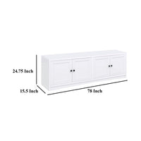 Donna TV Stand Media Cabinet with 4 Doors, White Melamine 78 Inch -BM329085