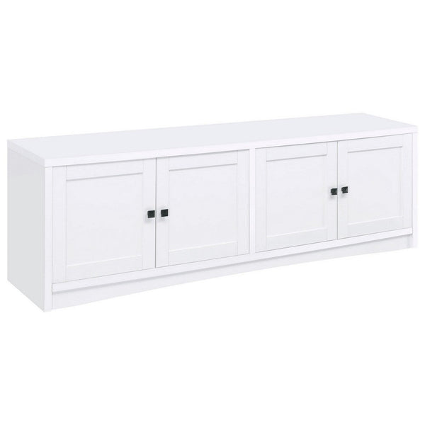 Donna TV Stand Media Cabinet with 4 Doors, White Melamine 78 Inch -BM329085