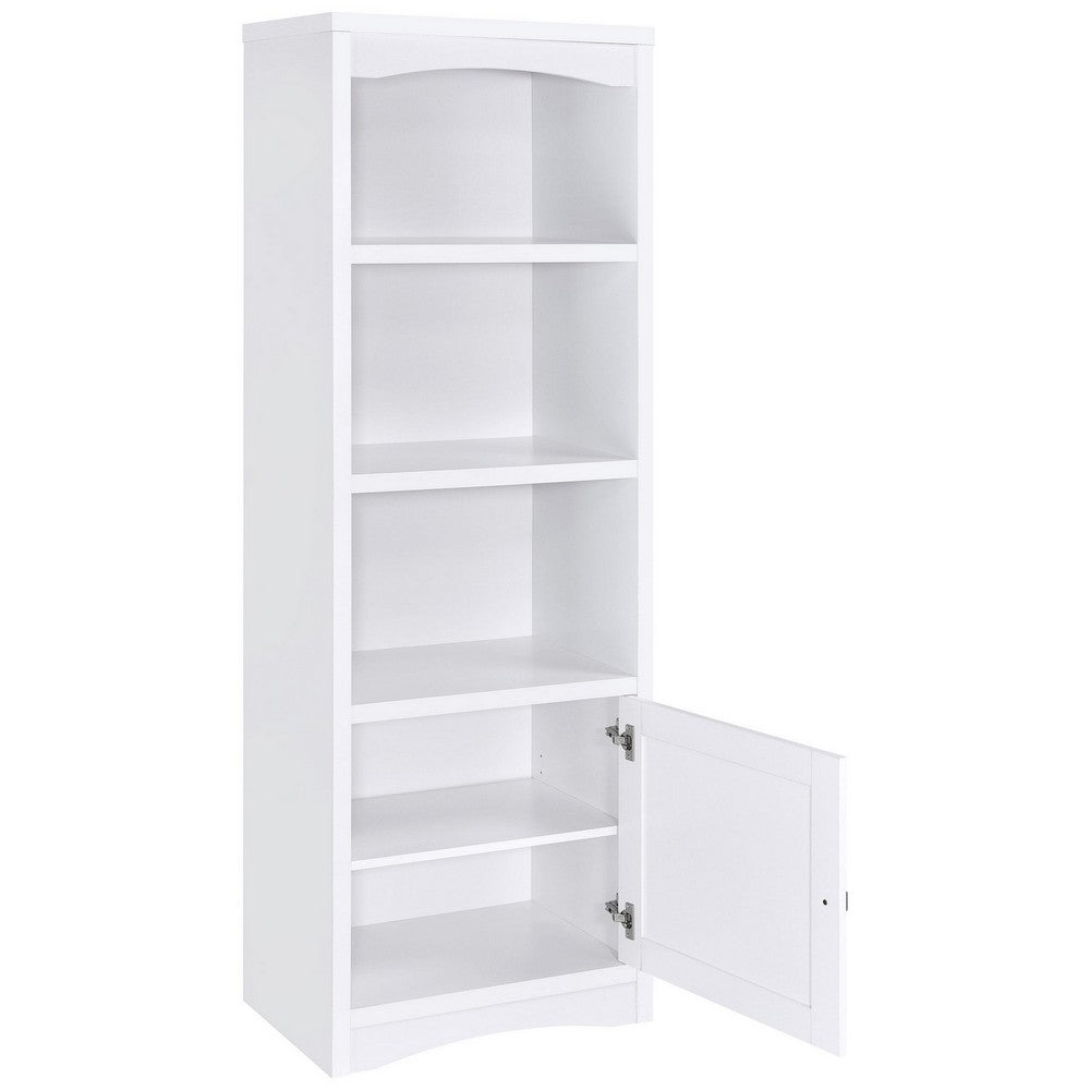 Donna Media Tower Pier Cabinet, Adjustable Shelves, White Wood 71 Inch -BM329086