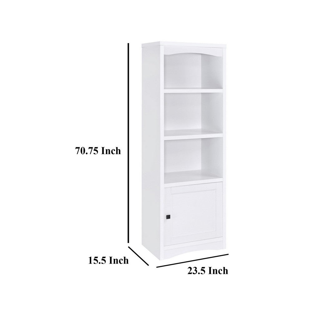 Donna Media Tower Pier Cabinet, Adjustable Shelves, White Wood 71 Inch -BM329086