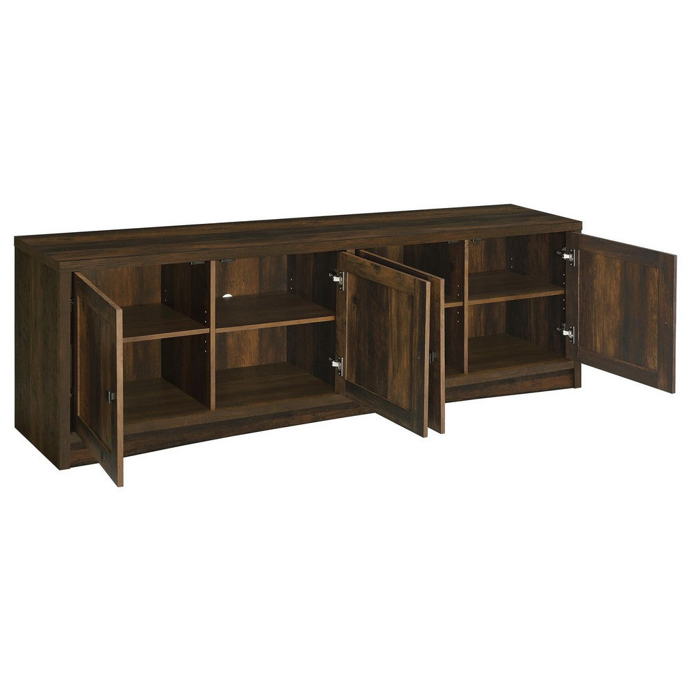 Donna TV Stand Media Cabinet with 4 Doors, Dark Brown Melamine 78 Inch -BM329088