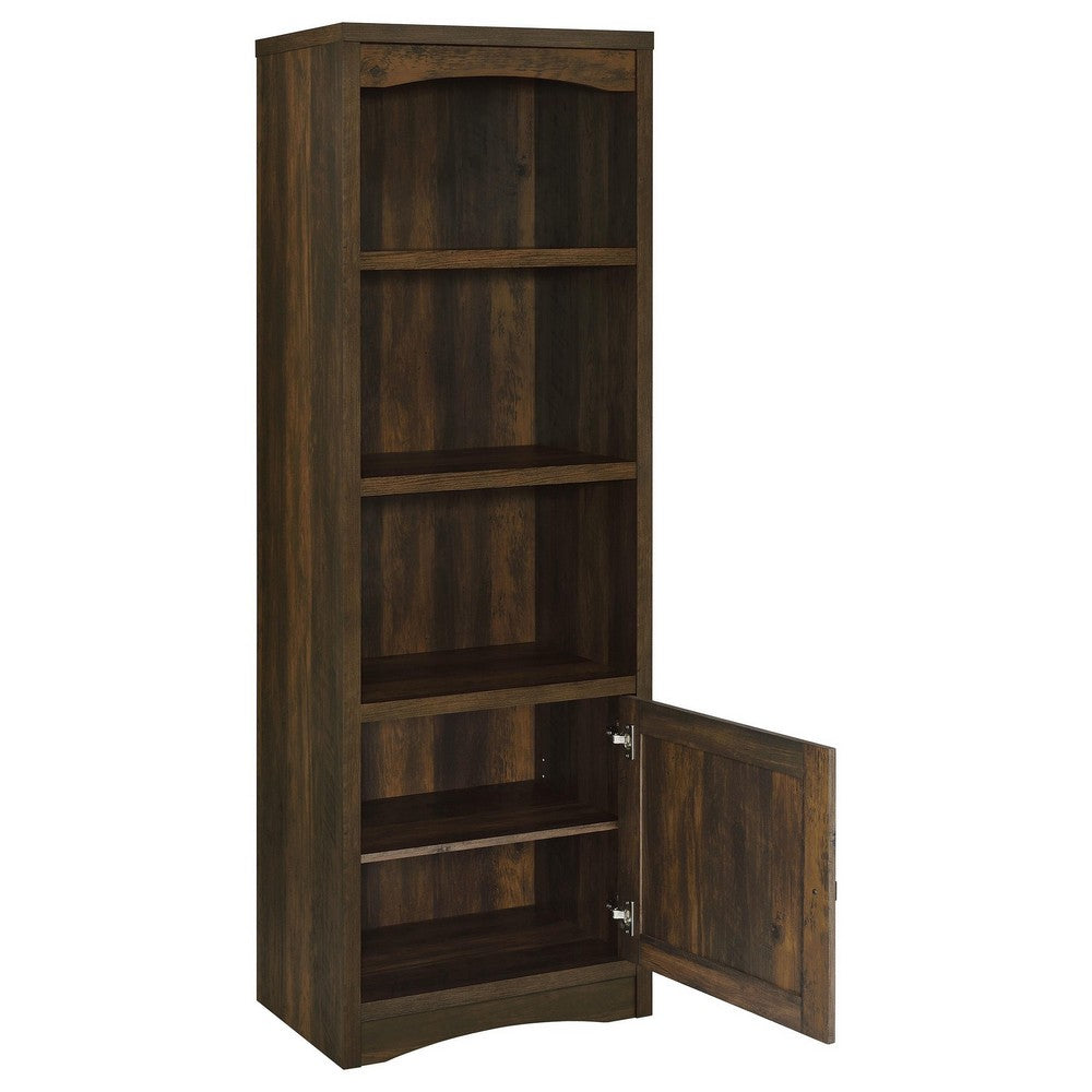 Donna Media Tower Pier Cabinet, Adjustable Shelves, Brown Wood 71 Inch -BM329089
