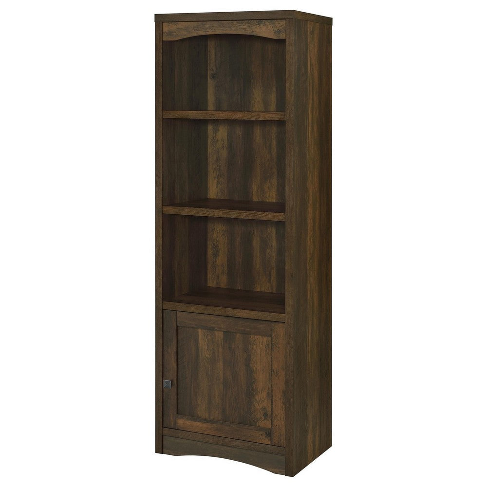 Donna Media Tower Pier Cabinet, Adjustable Shelves, Brown Wood 71 Inch -BM329089