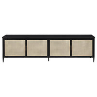 Lanie TV Stand Media Cabinet, 4 Door, PE Cane Front, Black, 78 Inch -BM329091