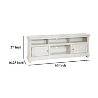 Ayne TV Stand Media Cabinet, 2 Doors and 4 Shelves, White Wood 60 Inch -BM329092
