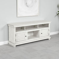 Ayne TV Stand Media Cabinet, 2 Doors and 4 Shelves, White Wood 60 Inch -BM329092
