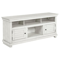 Ayne TV Stand Media Cabinet, 2 Doors and 4 Shelves, White Wood 60 Inch -BM329092