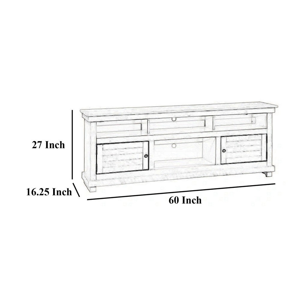 Ayne TV Stand Media Cabinet, 2 Doors and 4 Shelves, Brown Wood 60 Inch -BM329094