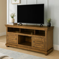 Ayne TV Stand Media Cabinet, 2 Doors and 4 Shelves, Brown Wood 60 Inch -BM329094