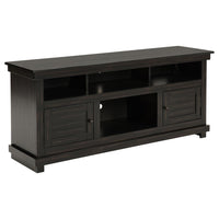 Ayne TV Stand Media Cabinet, 2 Doors and 4 Shelves, Black Wood 60 Inch -BM329096