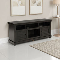 Ayne TV Stand Media Cabinet, 2 Doors and 4 Shelves, Black Wood 60 Inch -BM329096