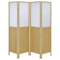 Matt 4 Panel Screen Room Divider, Folding Natural Brown, 70 Inch -BM329100