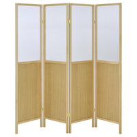 Matt 4 Panel Screen Room Divider, Folding Natural Brown, 70 Inch -BM329100