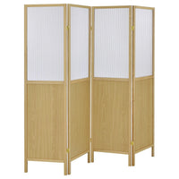 Matt 4 Panel Screen Room Divider, Folding Natural Brown, 70 Inch -BM329100