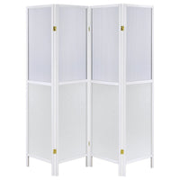 Matt 4 Panel Screen Room Divider, Folding Modern White Finish, 70 Inch -BM329101