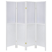 Matt 4 Panel Screen Room Divider, Folding Modern White Finish, 70 Inch -BM329101