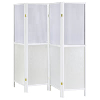 Matt 4 Panel Screen Room Divider, Folding Modern White Finish, 70 Inch -BM329101