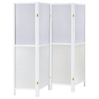 Matt 4 Panel Screen Room Divider, Folding Modern White Finish, 70 Inch -BM329101