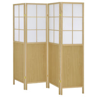 4 Panel Screen Room Divider, Foldable Design, Natural Brown 70 Inch -BM329102