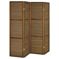 Rown 4 Panel Foldable Privacy Screen, Bamboo, Brown Pine Wood 70 Inch -BM329103
