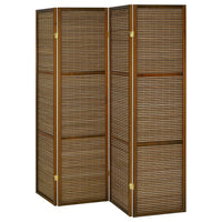 Rown 4 Panel Foldable Privacy Screen, Bamboo, Brown Pine Wood 70 Inch -BM329103