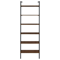 Wens Wall Mounted Bookcase Unit, 6 Open Shelves, Black Metal, Brown -BM329109