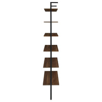 Wens Wall Mounted Bookcase Unit, 6 Open Shelves, Black Metal, Brown -BM329109