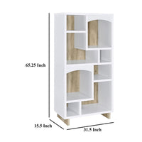 Aton Bookcase, Multiple Shelves and Compartments, Distressed White -BM329110
