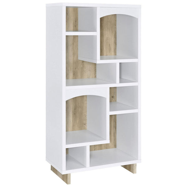 Aton Bookcase, Multiple Shelves and Compartments, Distressed White -BM329110