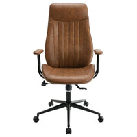 Anie Adjustable Desk Chair, Rolling Base, Brown Tufted Faux Leather -BM329111