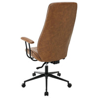 Anie Adjustable Desk Chair, Rolling Base, Brown Tufted Faux Leather -BM329111
