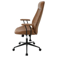 Anie Adjustable Desk Chair, Rolling Base, Brown Tufted Faux Leather -BM329111
