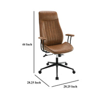 Anie Adjustable Desk Chair, Rolling Base, Brown Tufted Faux Leather -BM329111