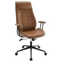 Anie Adjustable Desk Chair, Rolling Base, Brown Tufted Faux Leather -BM329111