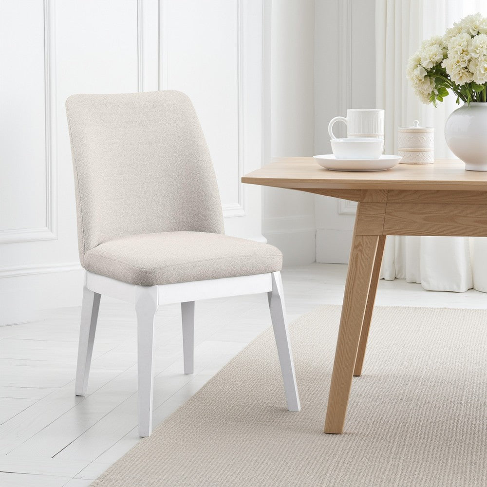 Risa Dining Side Chair Set of 2, Tall Back and Splayed Legs, Beige -BM329113