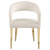 Liano Dining Chair Set of 2, Curved Open Back, Gold Legs, White Fabric -BM329115
