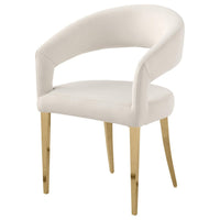 Liano Dining Chair Set of 2, Curved Open Back, Gold Legs, White Fabric -BM329115