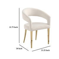 Liano Dining Chair Set of 2, Curved Open Back, Gold Legs, White Fabric -BM329115