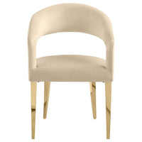 Liano Dining Chair Set of 2, Curved Open Back, Gold Legs, Beige Fabric -BM329116