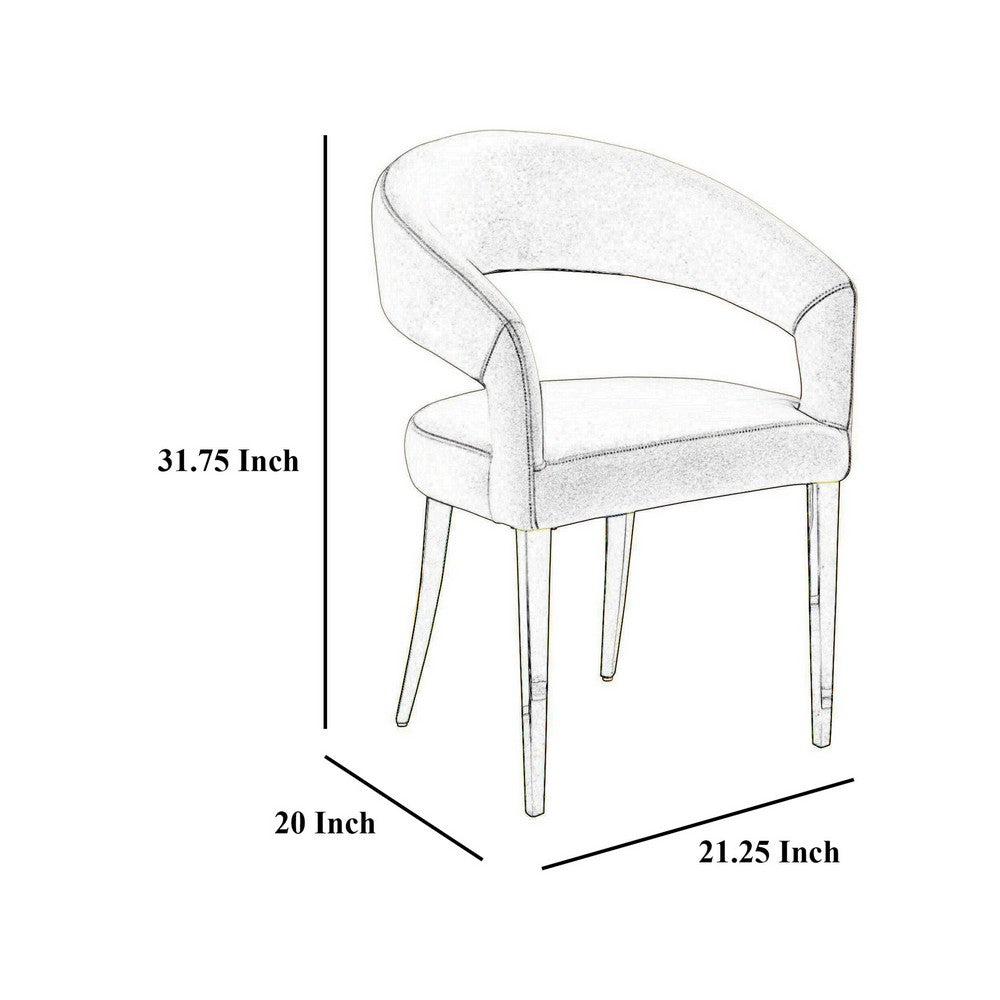 Liano Dining Chair Set of 2, Curved Open Back, Gold Legs, Beige Fabric -BM329116