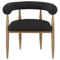 Noris Dining Chair Set of 2, C Shaped Back, Gold Bronze, Black Fabric -BM329117