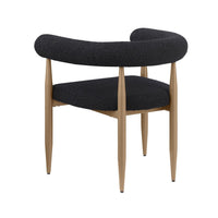 Noris Dining Chair Set of 2, C Shaped Back, Gold Bronze, Black Fabric -BM329117